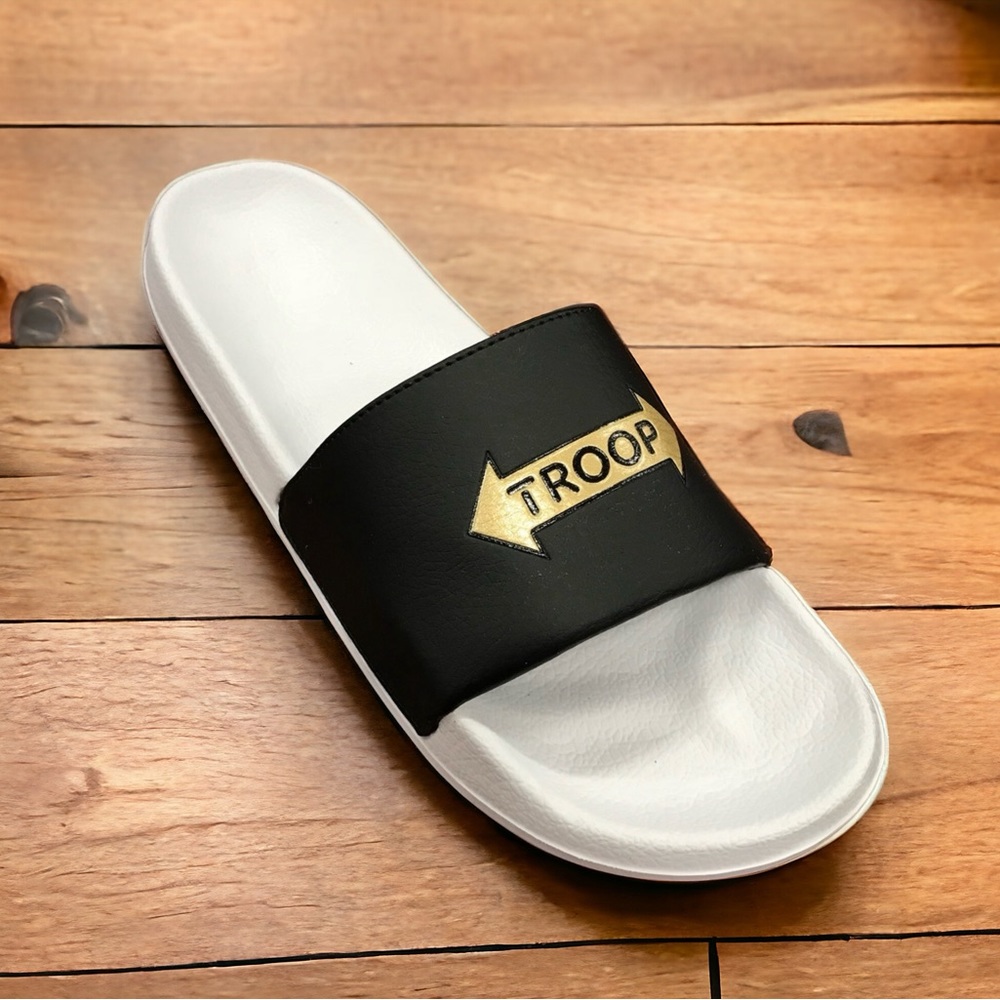 Men’s Troop White Black | Gold Arrow Slides